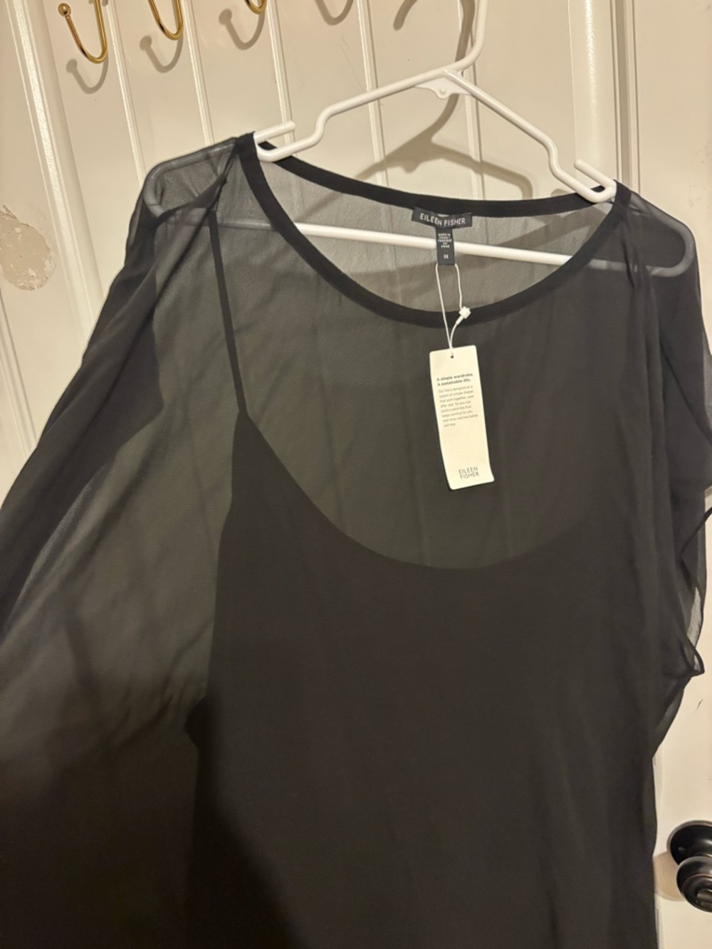 Eileen Fisher Black Ballet NK Boxy Dress Camisole: 100% Silk NWT with small flaw - Picture 5 of 8